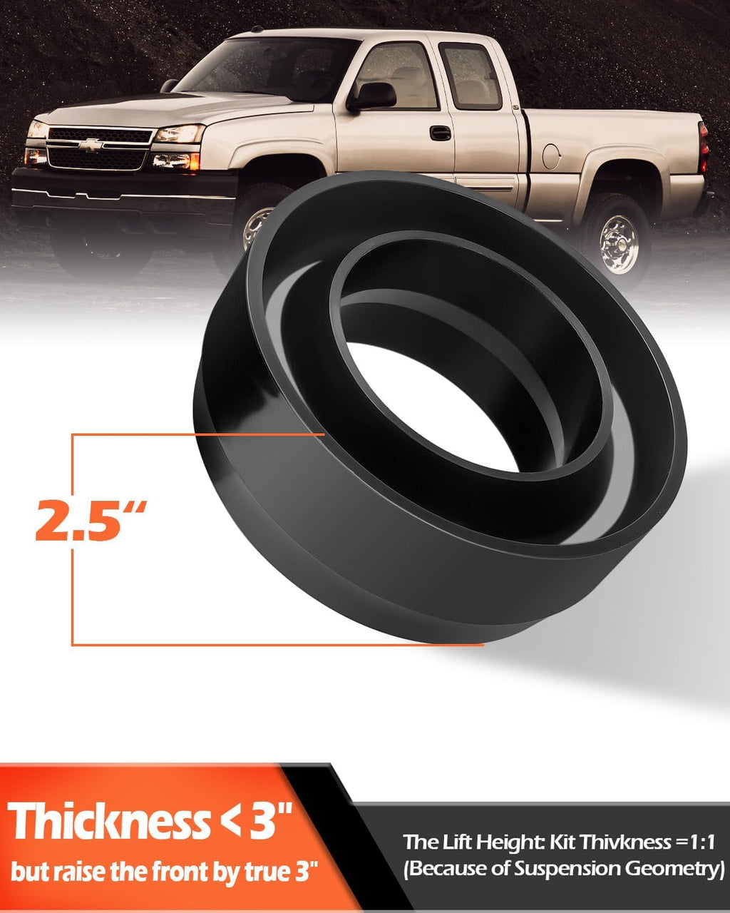 Dynofit 3" Front Leveling Lift Kit for 1999-2006 Chevy Silverado 1500 2WD
