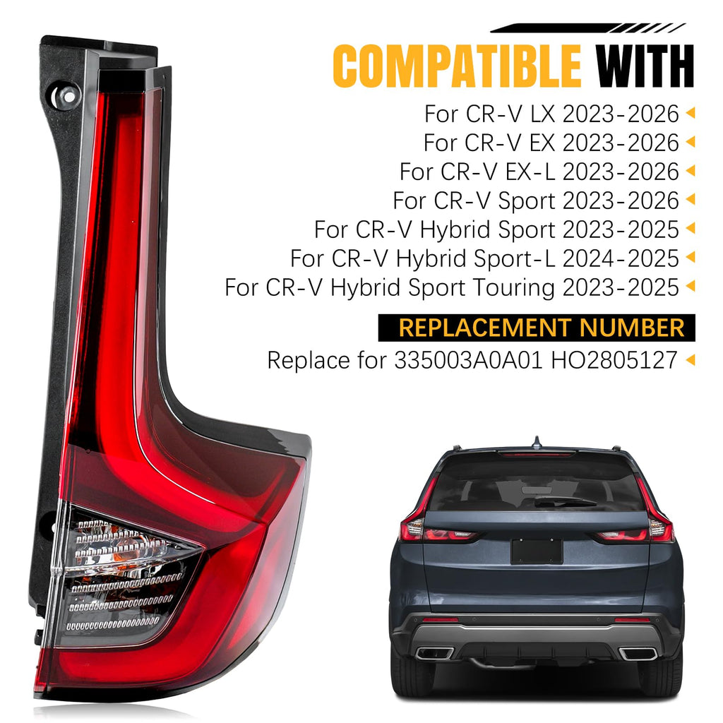 LED Tail Light for Honda CRV 2023 2024 Rear Lamp Right Side OE Style w/Bulb