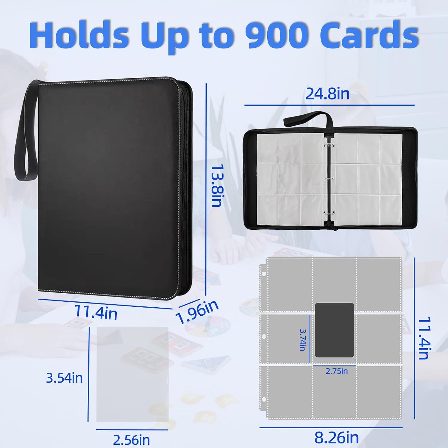 Large 900 Card Binder 9 Pocket Album – Card Binder Pockets for Trading Cards, Photocard, MTG, TCG, Sports Card