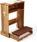 Solid Wood Prayer Bench Stool with Shelf and Cushion Church Prayer Bench Table Chair Padded Kneeler for Kneeling at