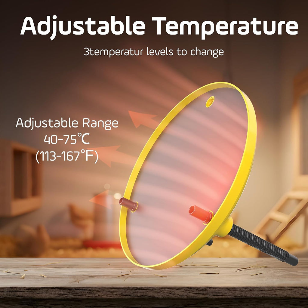 Heat Plate for Chicks, 35W Brooder Plate for Chicks, 12''x12'' Adjustable 3 Levels Temperature Supports a Timer Function