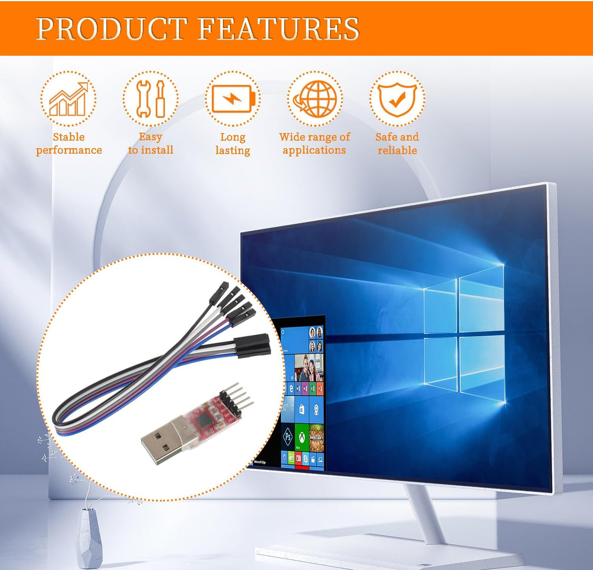 CP2102 Module USB 2.0 to TTL Serial Converter Adapter Module Downloader with Jumper Wires(1 pcs)