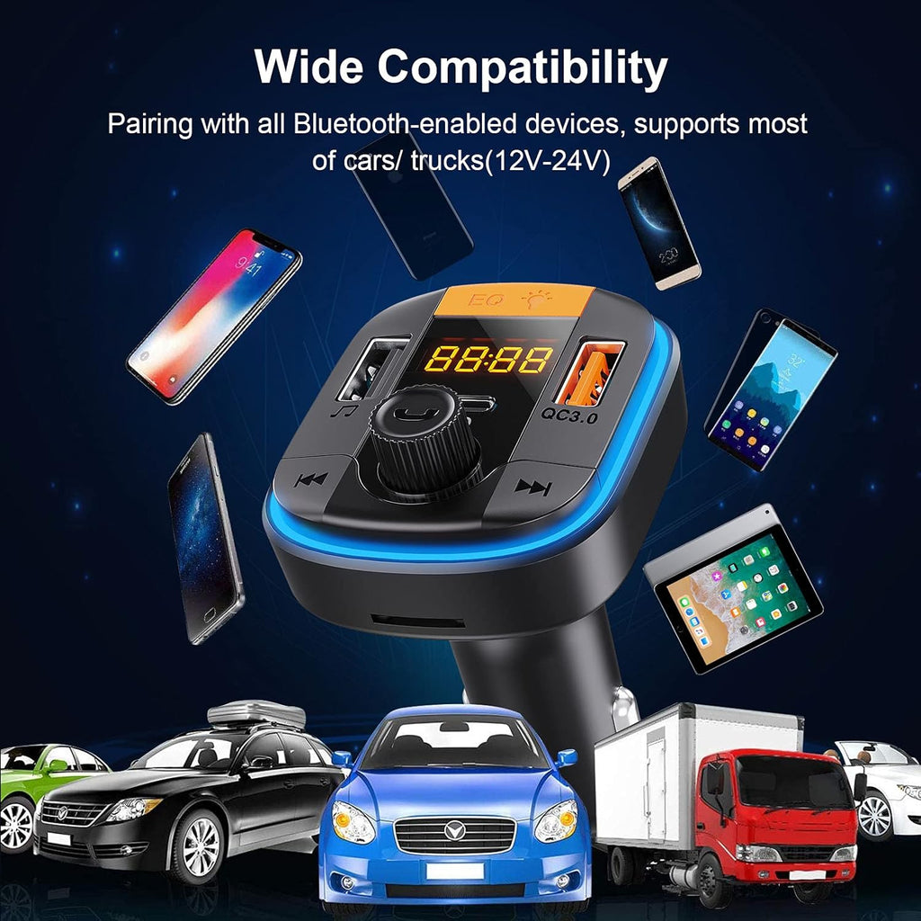 Bluetooth FM Transmitter for Car - BAISHUN Bluetooth 5.0 Adapter PD20W+QC3.0 Cigarette Lighter Radio Receiver Music
