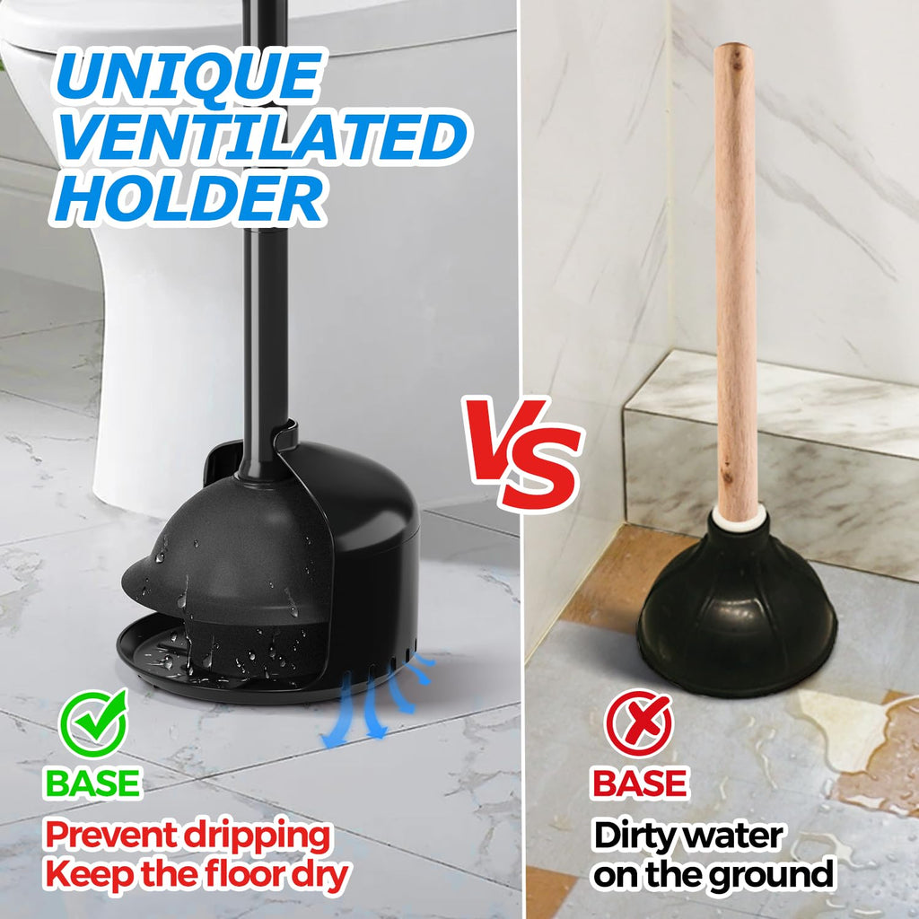 2Pack Toilet Plunger with Holder - Heavy Duty Bathroom Tools