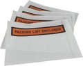 100 Clear Packing List Enclosed Invoice Envelopes 4.5" x 5.5" Self Adhesive