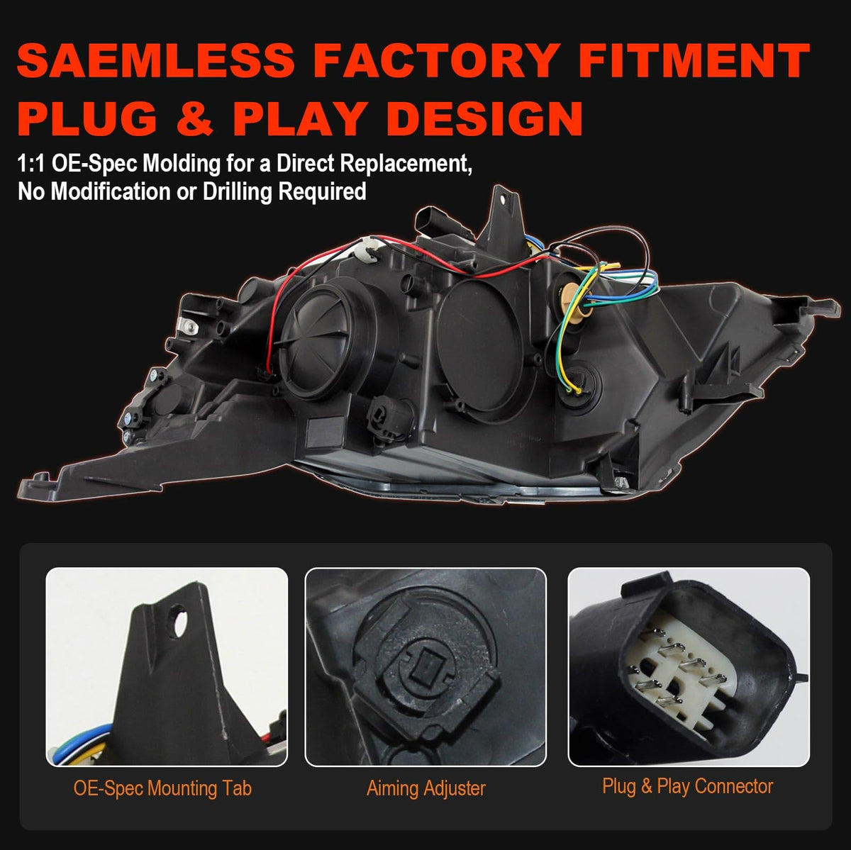 Pair Halogen Headlights Assembly Fit for 2015-2020 Chevy Impala LT LS