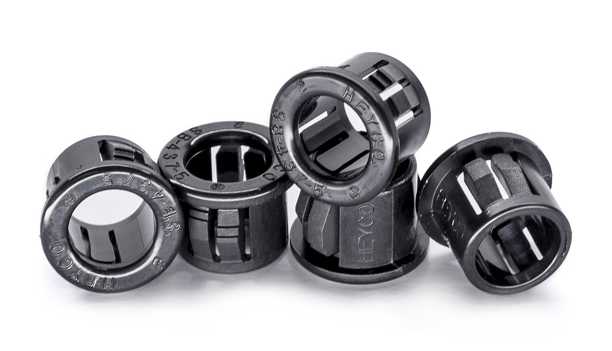 500 PCS HEYCO #2043 SB 437-5 BLACK SNAP BUSHING, for 7/16" Hole, Cable Mounting & Accessories, UL Recognized Component