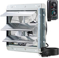 iLIVING 12" Wall Mounted Shutter Exhaust Fan, Automatic Shutter, with Thermostat and Variable Speed controller, 0.6A, 960 CFM, 1400 SQF Coverage Area Silver (ILG8SF12V-ST)