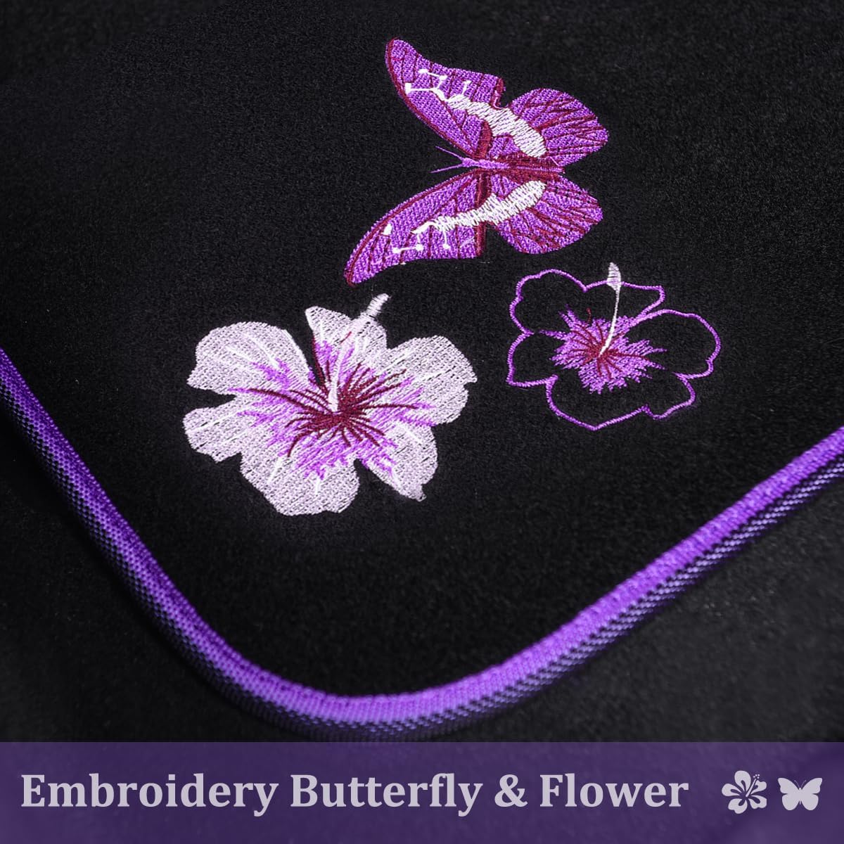 Embroidery Butterfly and Flower Car Floor Mats, Purple Car Floor Mats, Universal Fit 95%