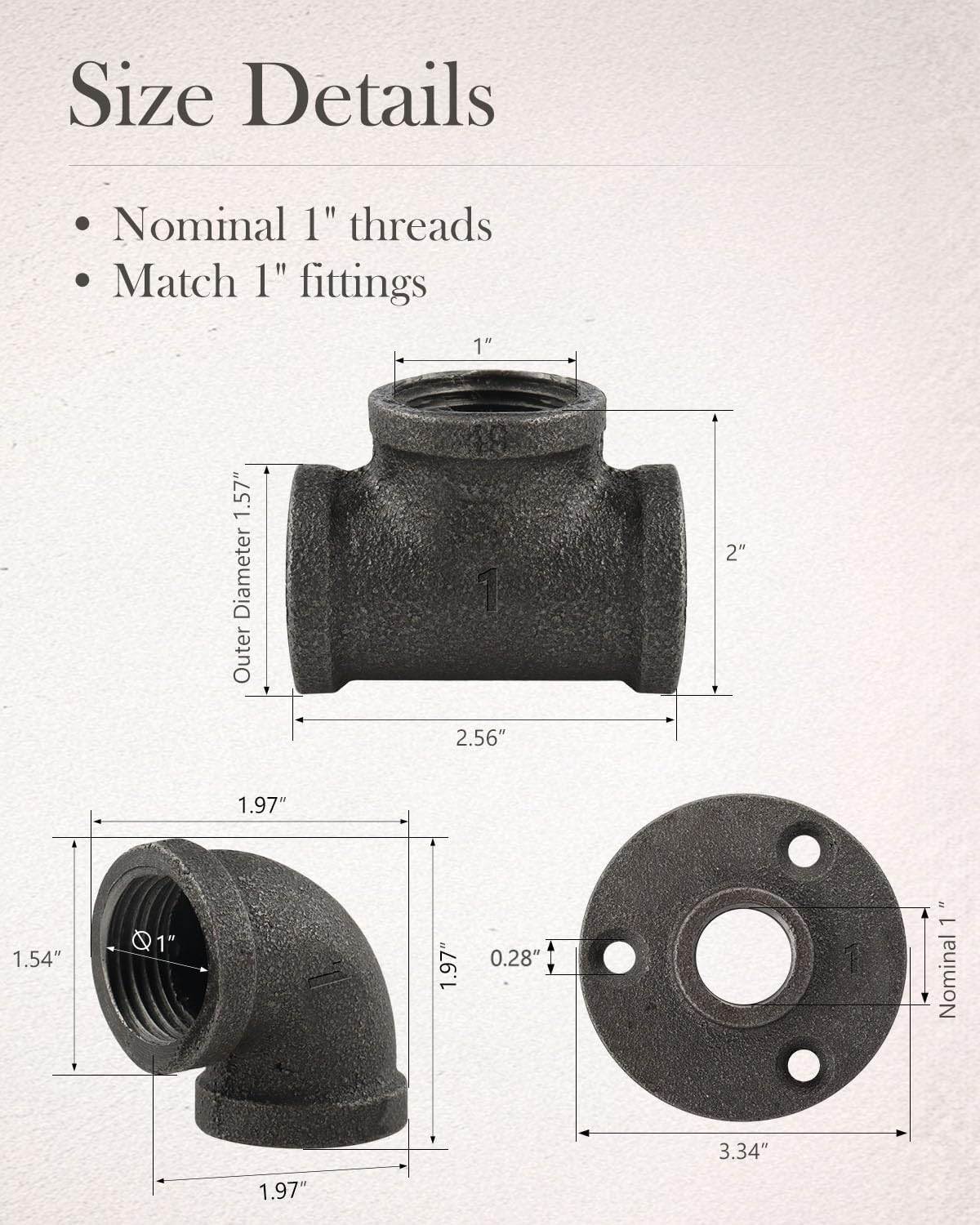 30 Pack 1 Inch Cast Iron Pipe Fittings with Elbows Tees Flanges