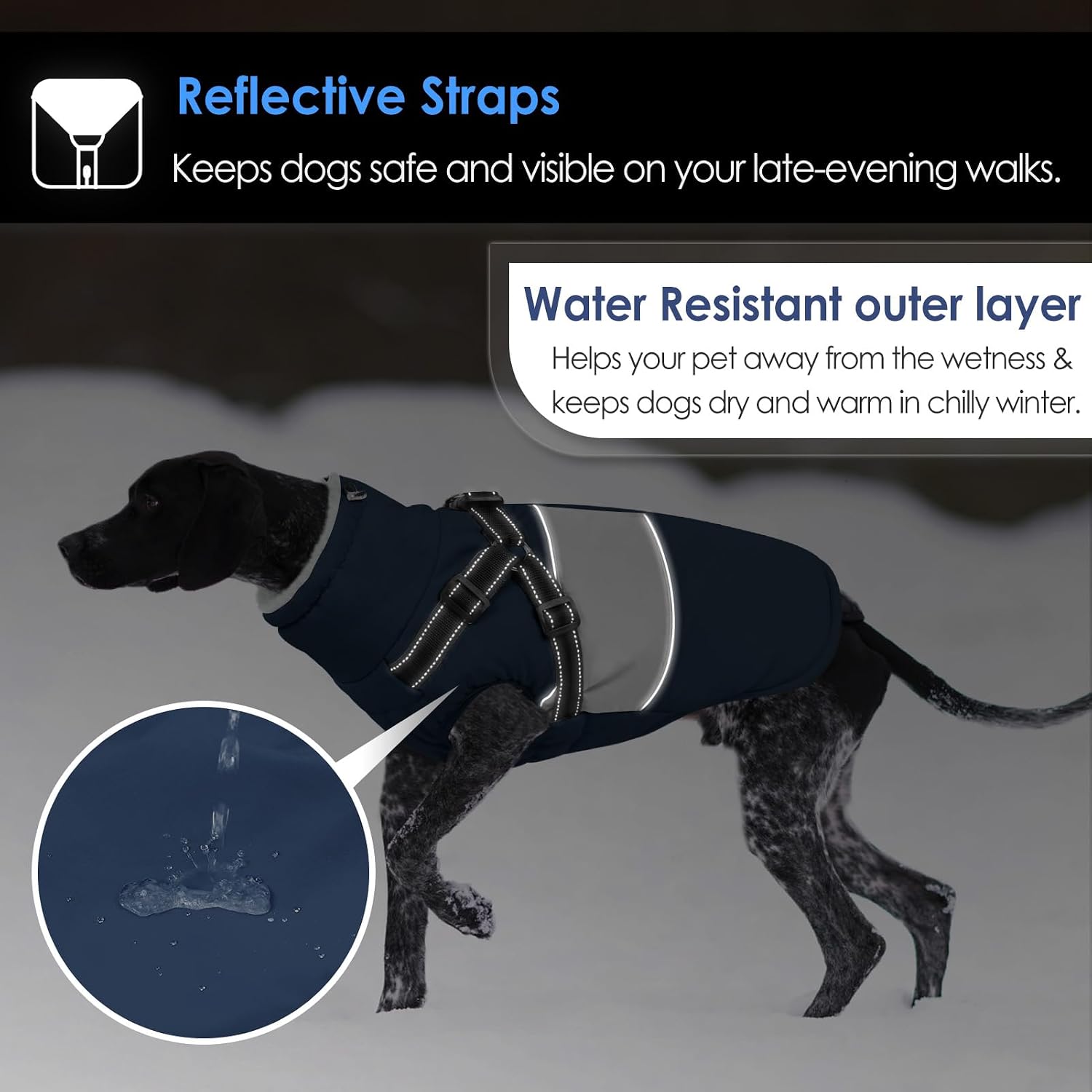 Dog Coat, Large Dog Jacket, Dogs Coat with Harness Built in, Reflective Waterproof Dogs Jackets Winter with Furry