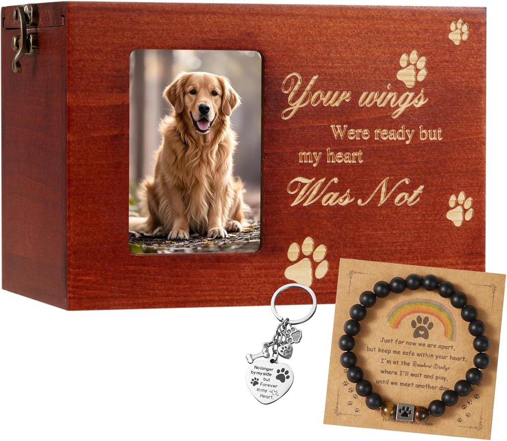 Wood Pet Urns for Dog or Cat Ashes Sets, Pet Cremation Urns