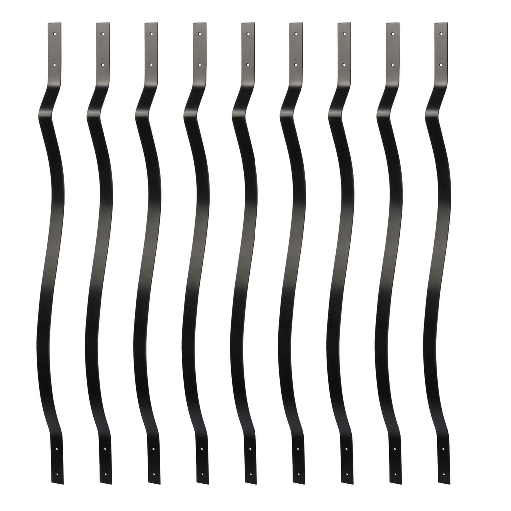 32-1/4 Inch Iron Deck Balusters, Baroque Wrought Style, Matte Black