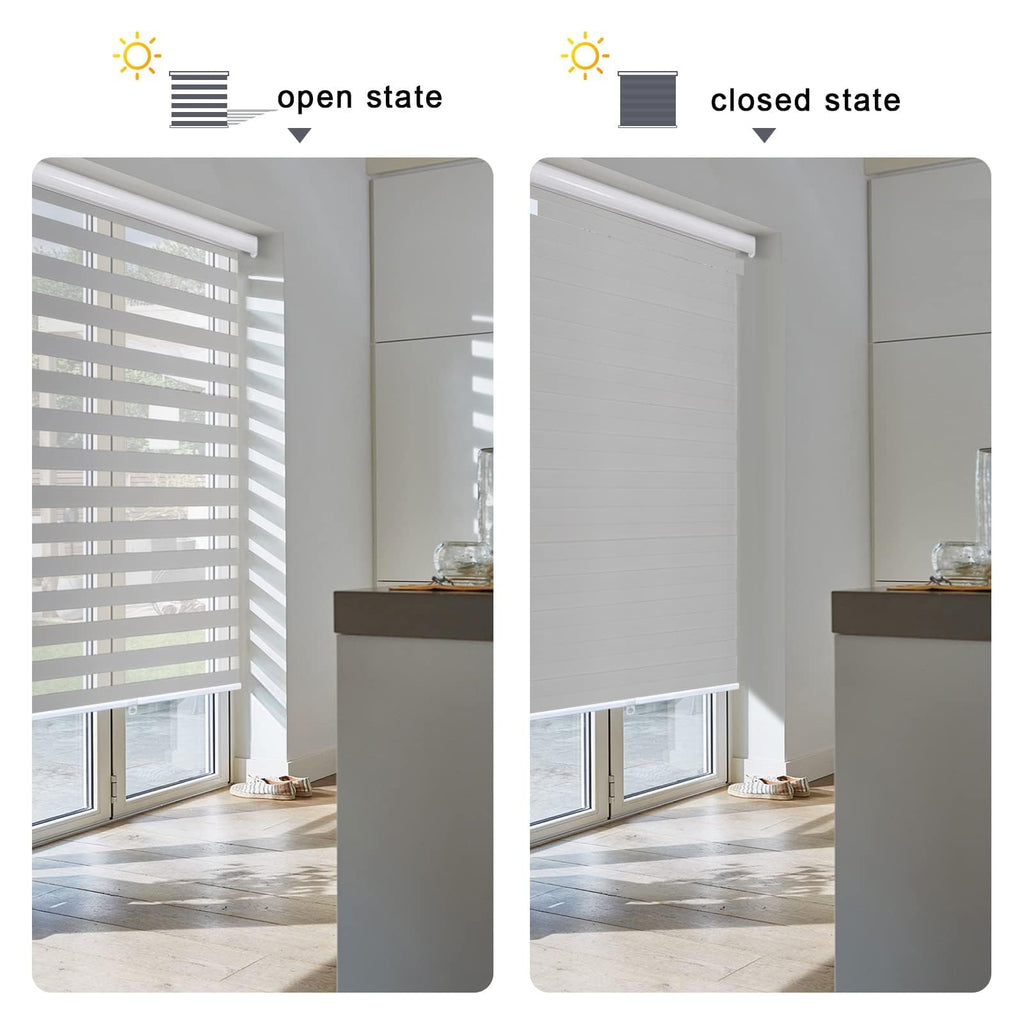 Zebra Blinds for Windows Cordless Roller Shades for Home Free-Stop Windows Shades Dual Layer Light Control for Day