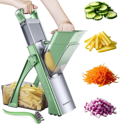 Safe Mandoline Slicer Plus for Kitchen Adjustable Vegetable Slicer | 0.1-8mm, Cut Resistant Stainless Steel