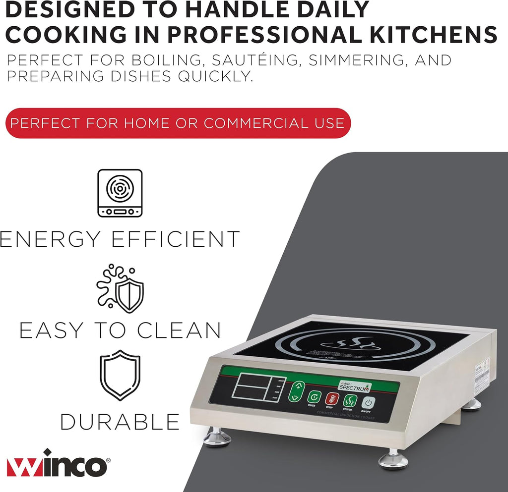 1800W Silver/Black Induction Cooktop Burner