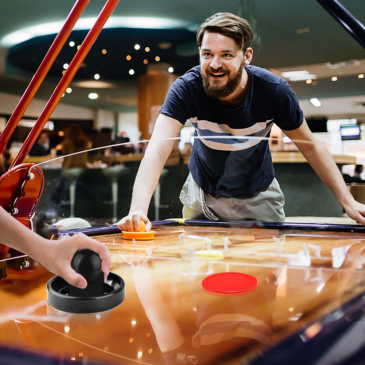 Air Hockey Pushers and Pucks, Air Hockey Paddles, Goal Handles Paddles Replacement Accessories for Game Tables (4