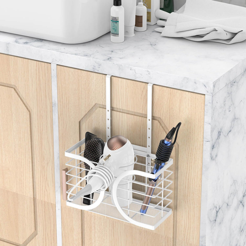 Hair Dryer Holder 3in1 Hair Tool Organizer/Wall Mounted,Cabinet Door or Desk-based Blow Dryer