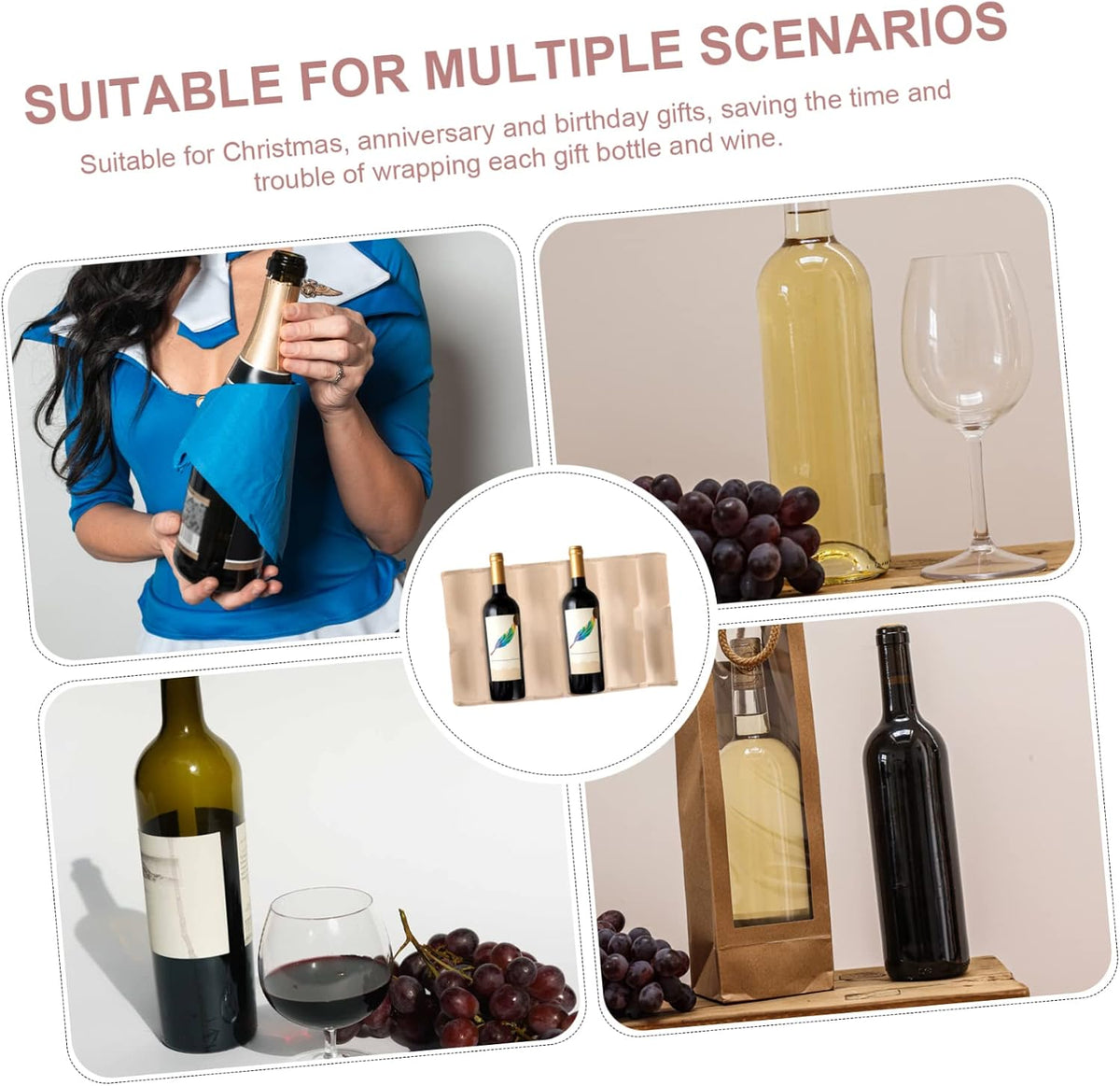 Wine Bottle Xmas 6pcs Shipping Tray Holder Paper Pulp