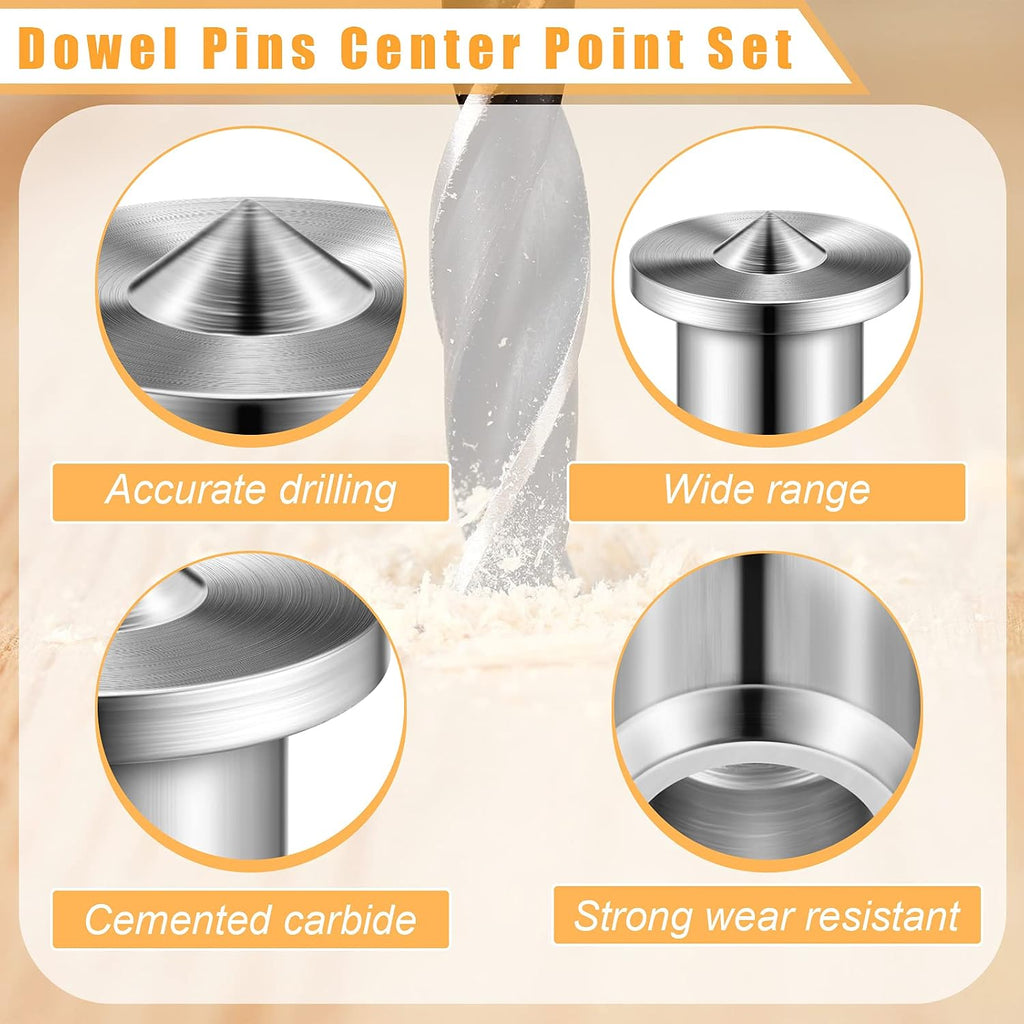32 Pieces Dowel Pins Center Point Set Solid Hollow Dowel Tenon Center Transfer Plugs Pointed Dowel and Tenon Center