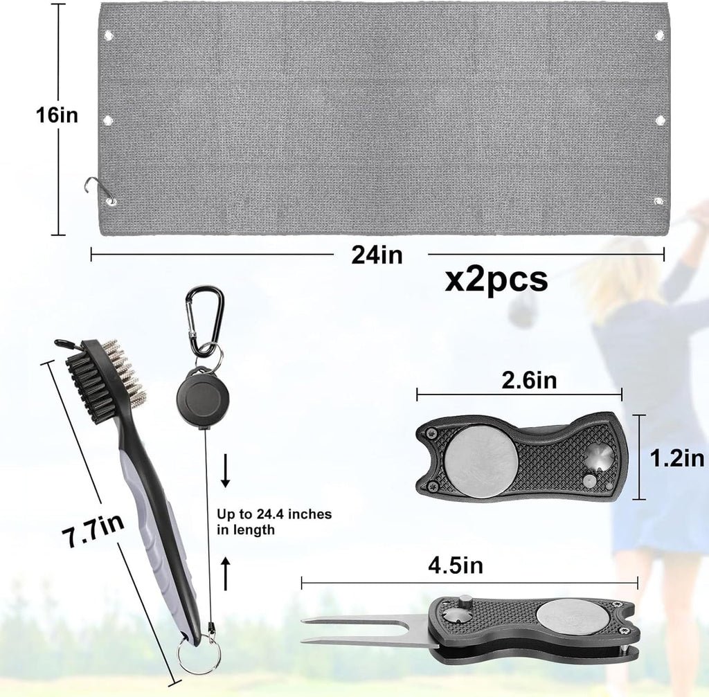 Golf Towel and Brush Set, Microfiber Towels for Golf Bags
