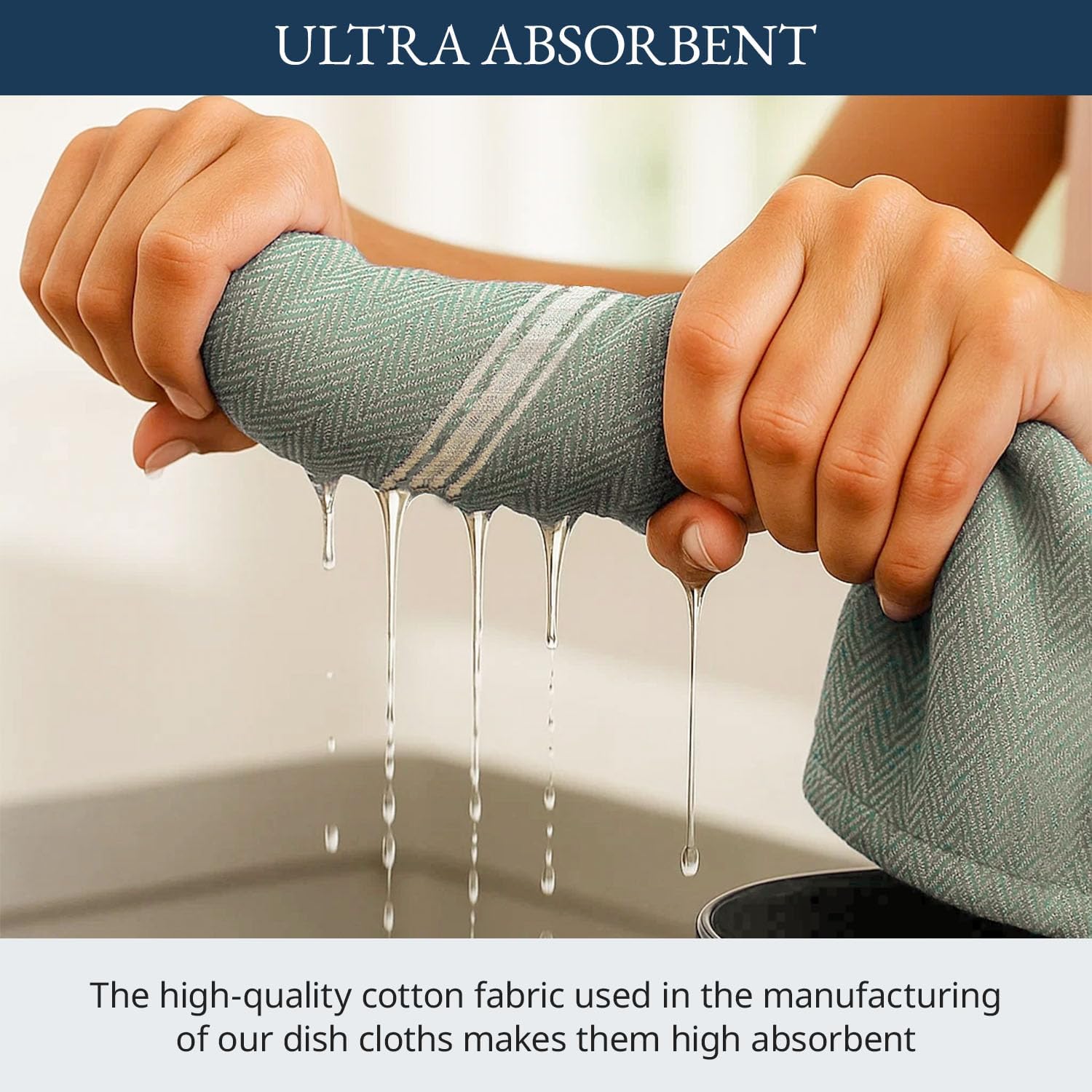 Kitchen Towels Set - 100% Pure Cotton Dish Towels for Kitchen, Super Absorbent Kitchen Hand Towel, Tea Towels, Soft &