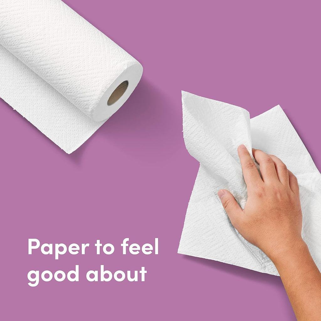 Bamboo Paper Towels, 6 Rolls, 2 ply, 150 Sheets, 900 Count, Plastic-Free, Multicolor