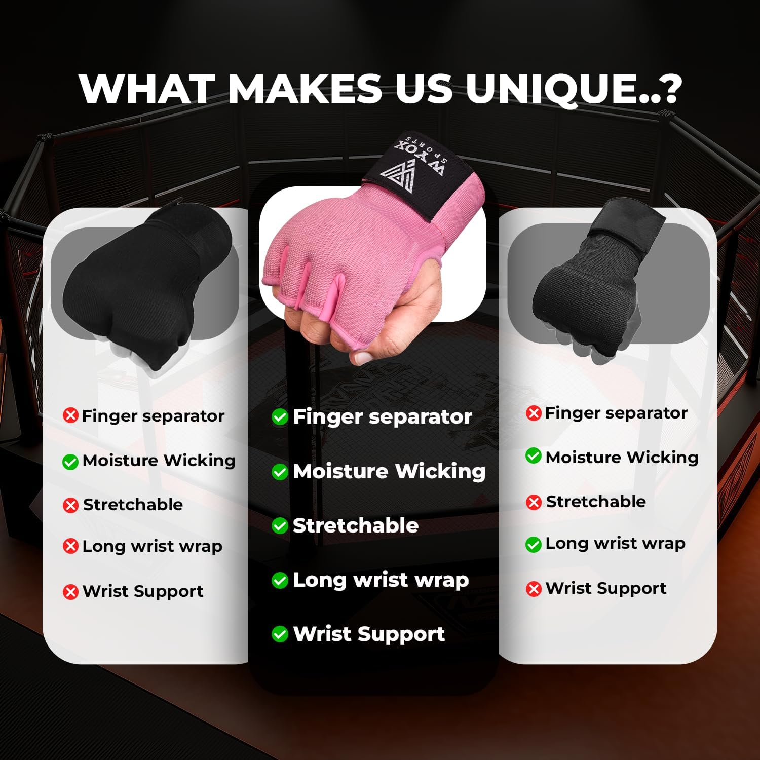 Gel Boxing Hand Wraps Inner Gloves for Men & Women – 80cm/31inch Quick Wrist Strap, Padded Knuckle Support