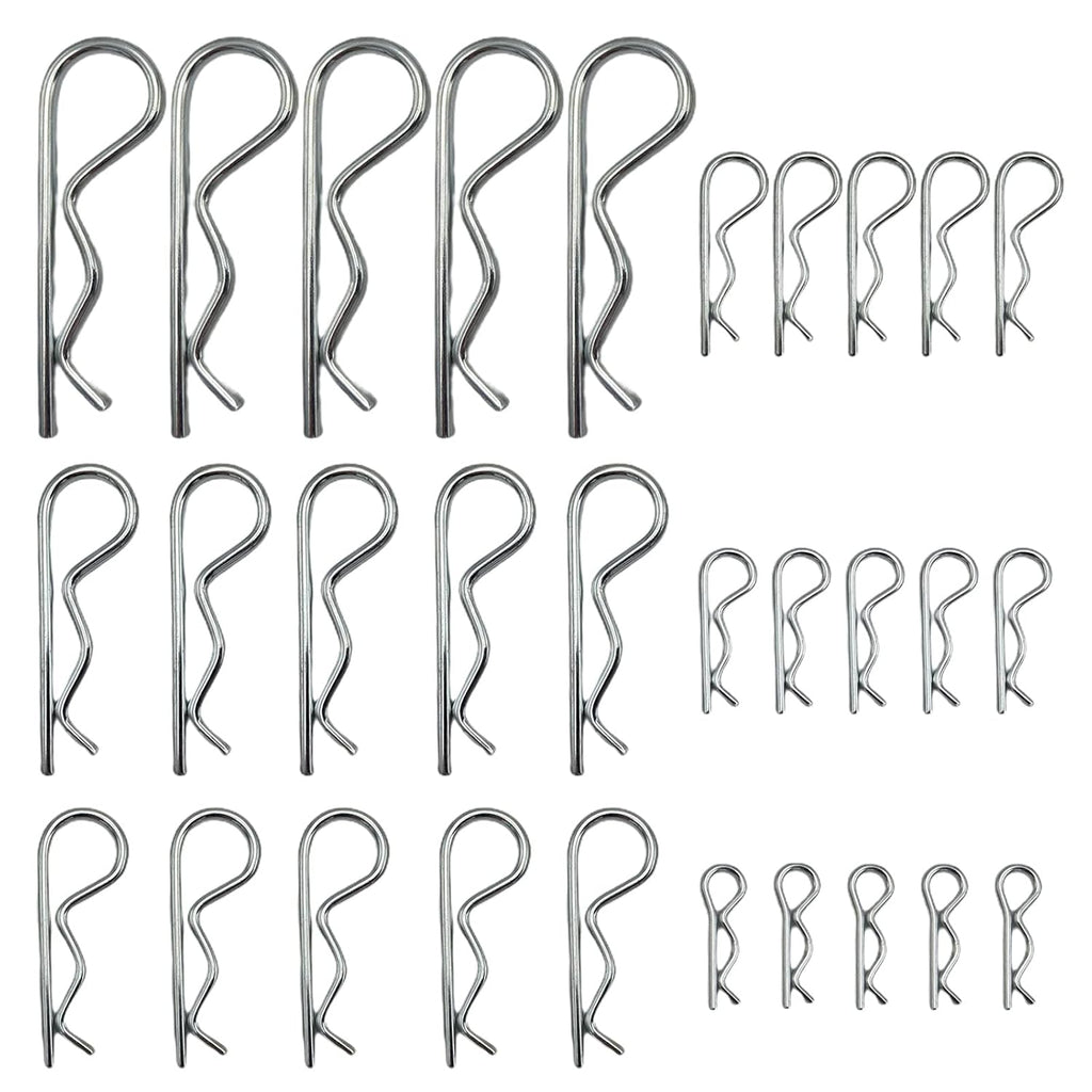 Cotter Pins, 30 Pcs Zinc Plated Spring Fastener Assortment Kit, Heavy Duty Cotter Hairpin for Hitch Pin Lock Systems