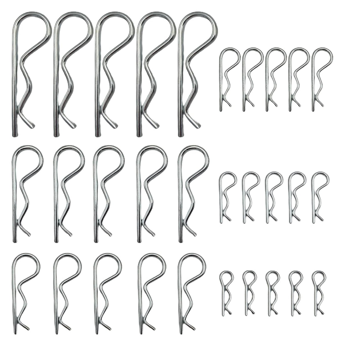 Cotter Pins, 30 Pcs Zinc Plated Spring Fastener Assortment Kit, Heavy Duty Cotter Hairpin for Hitch Pin Lock Systems