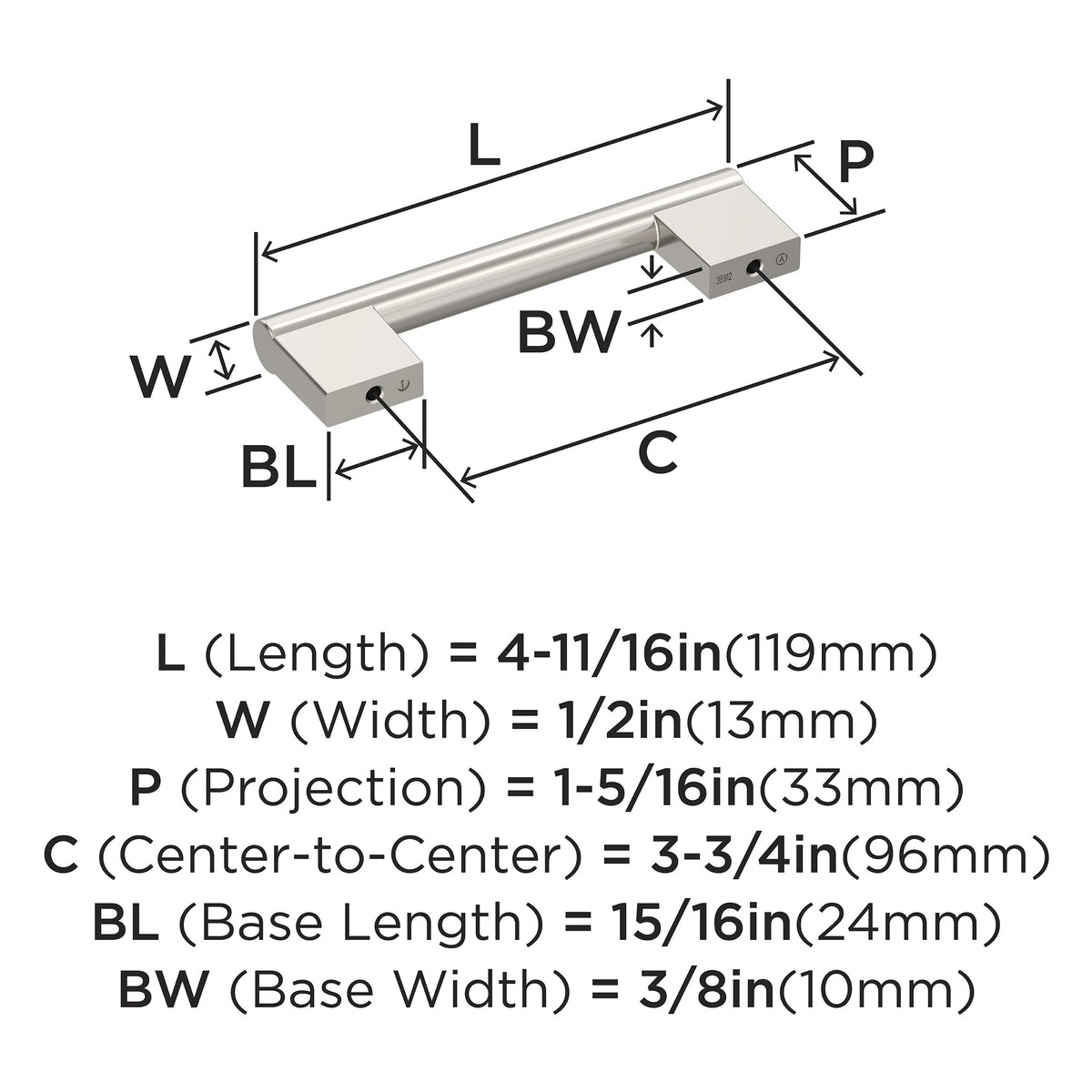 10 Pack 3-3/4" Versa Polished Nickel Drawer Pull