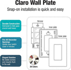 Lutron Claro Light Switch Cover Plate, 4 Gang Wallplate, Gloss