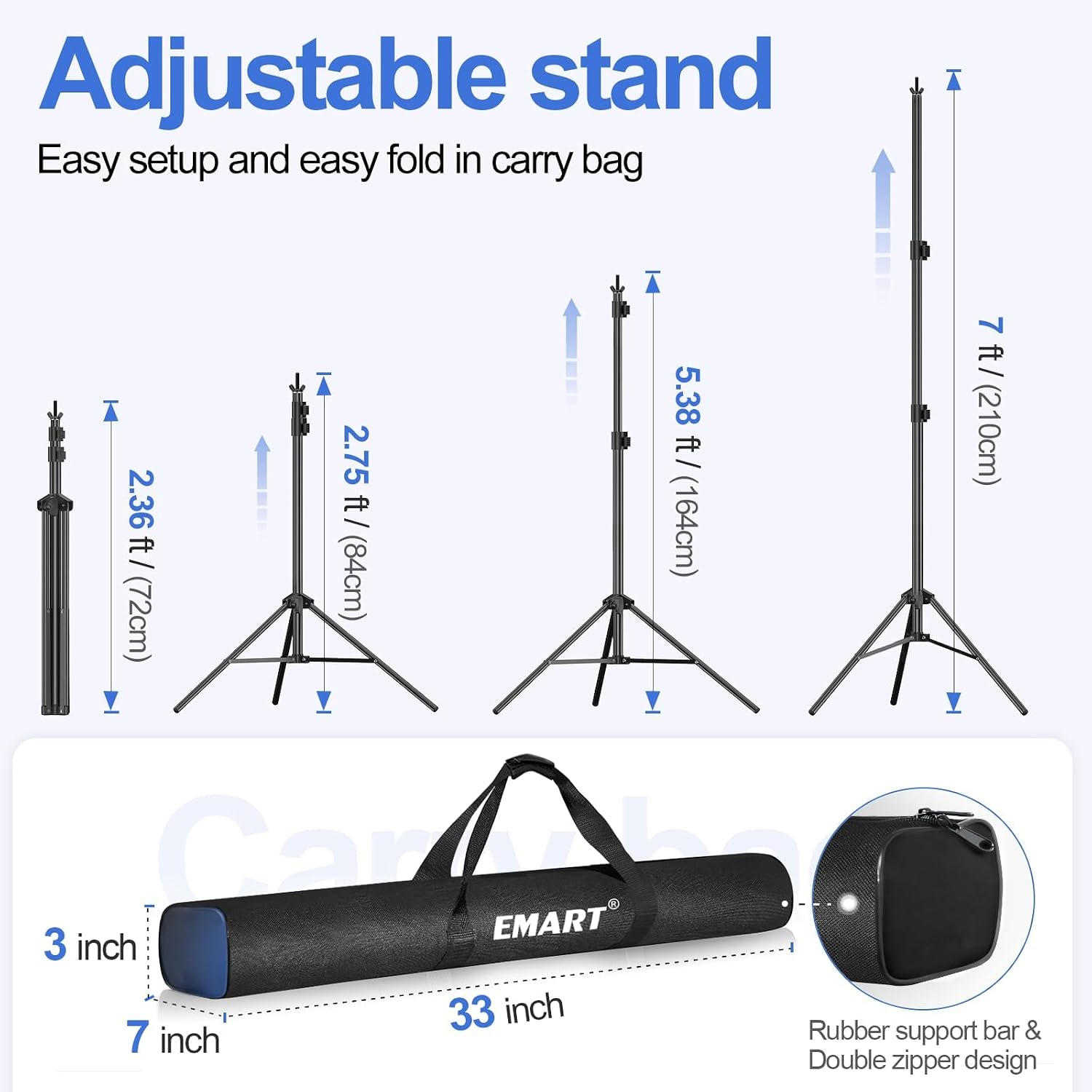 Backdrop Stand 10x7FT Adjustable Back Drop Stand for Party Photoshoot | Background Stand Backdrop with 8 Clamps, 2