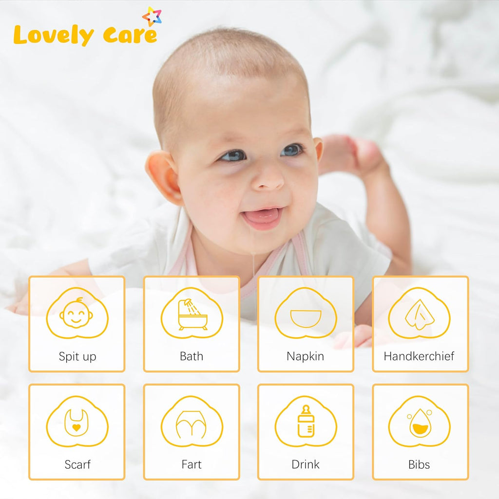12 Pack Muslin Burp Cloths 100% Cotton Muslin Cloths Large 20''x10'' Extra Soft and Absorbent Baby Burping Cloth - White