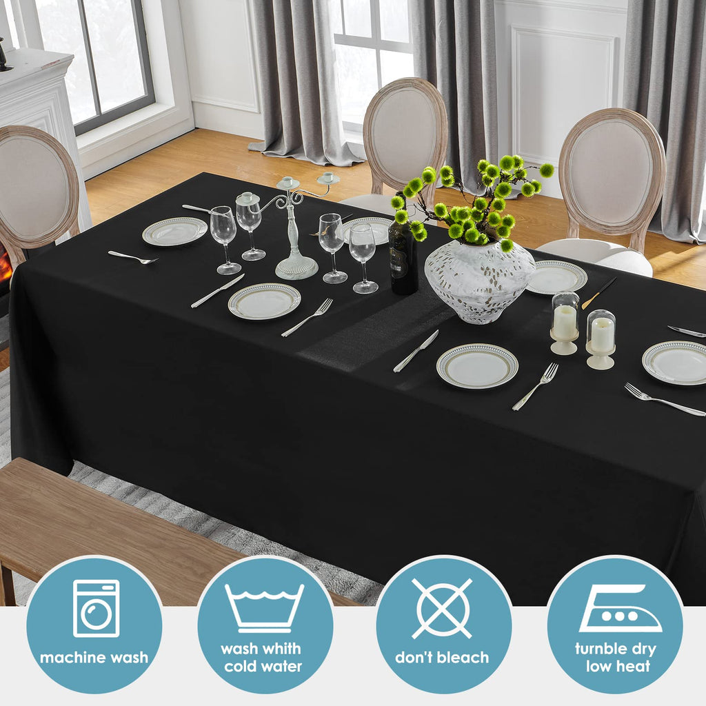 Classic Series 2 Pack 90 * 156inch Black Rectangle Tablecloth