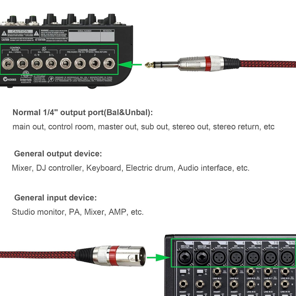 XLR Male to 1/4" TRS Cable Balanced - 25FT Quarter Inch Stereo to XLR Microphone Cord Adapter, Nylon Braided, OFC