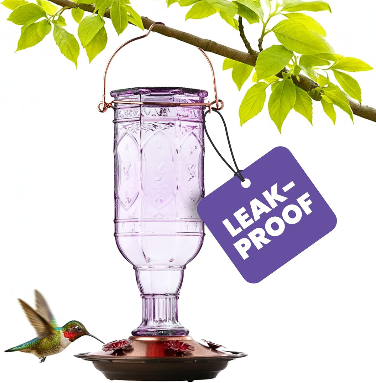 Amethyst Jewel Hummingbird Feeder - 77IN - 20 Fl Oz Nectar Capacity - Hummingbird Feeder for Outdoors - Feed 5