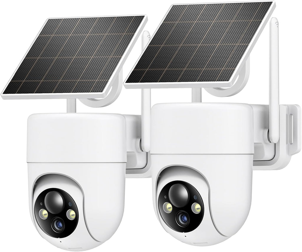 2K Solar Security Cameras Wireless Outdoor, 2PCS Outdoor Camera Wireless with 360° View, Cameras for Home Security
