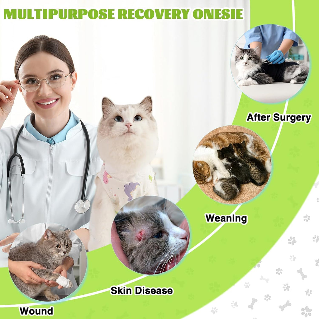 Cat Surgery Recovery Suit, Kitten Onesie for Spay Abdominal Wound