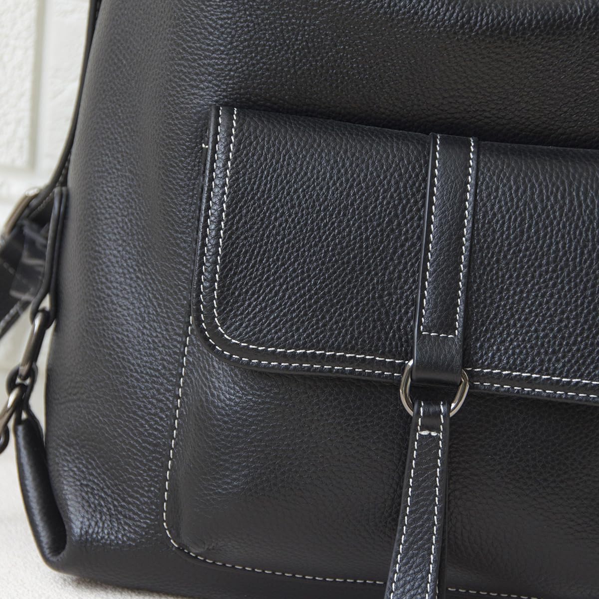 Genuine Leather Backpack Purse for Women Large Capacity (Black)
