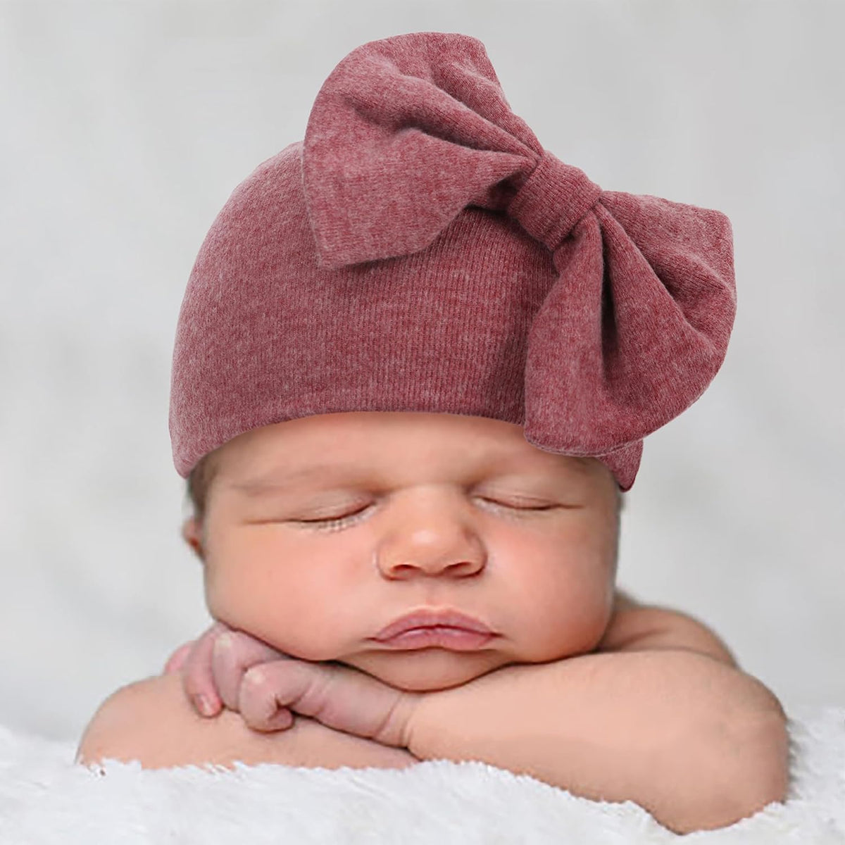 Newborn Beanies Cap No Scratch Mittens Set 0-6 Months Infant Bow Caps Baby Girls Boys Cute Nursery Headbands Hats