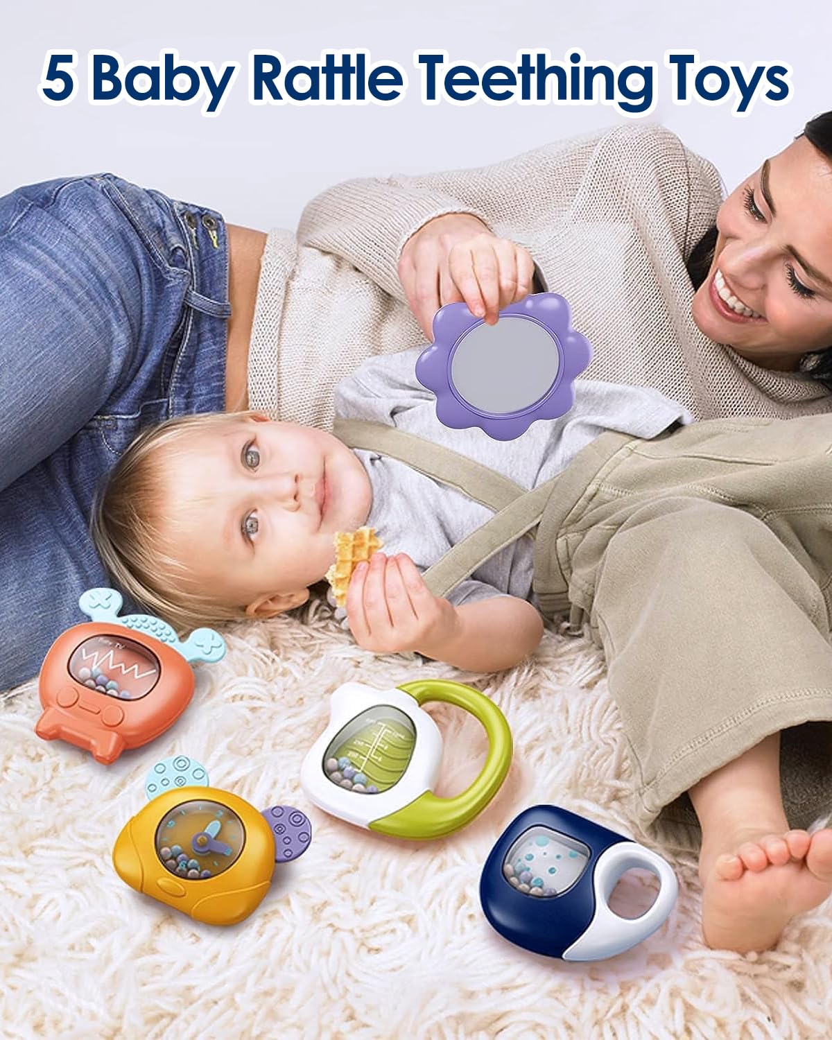 Baby Play Mat Gym, Funny Play Piano Tummy Time Activity Mat with 5 Infant Sensory Toys, Music and Lights, Boy & Girl