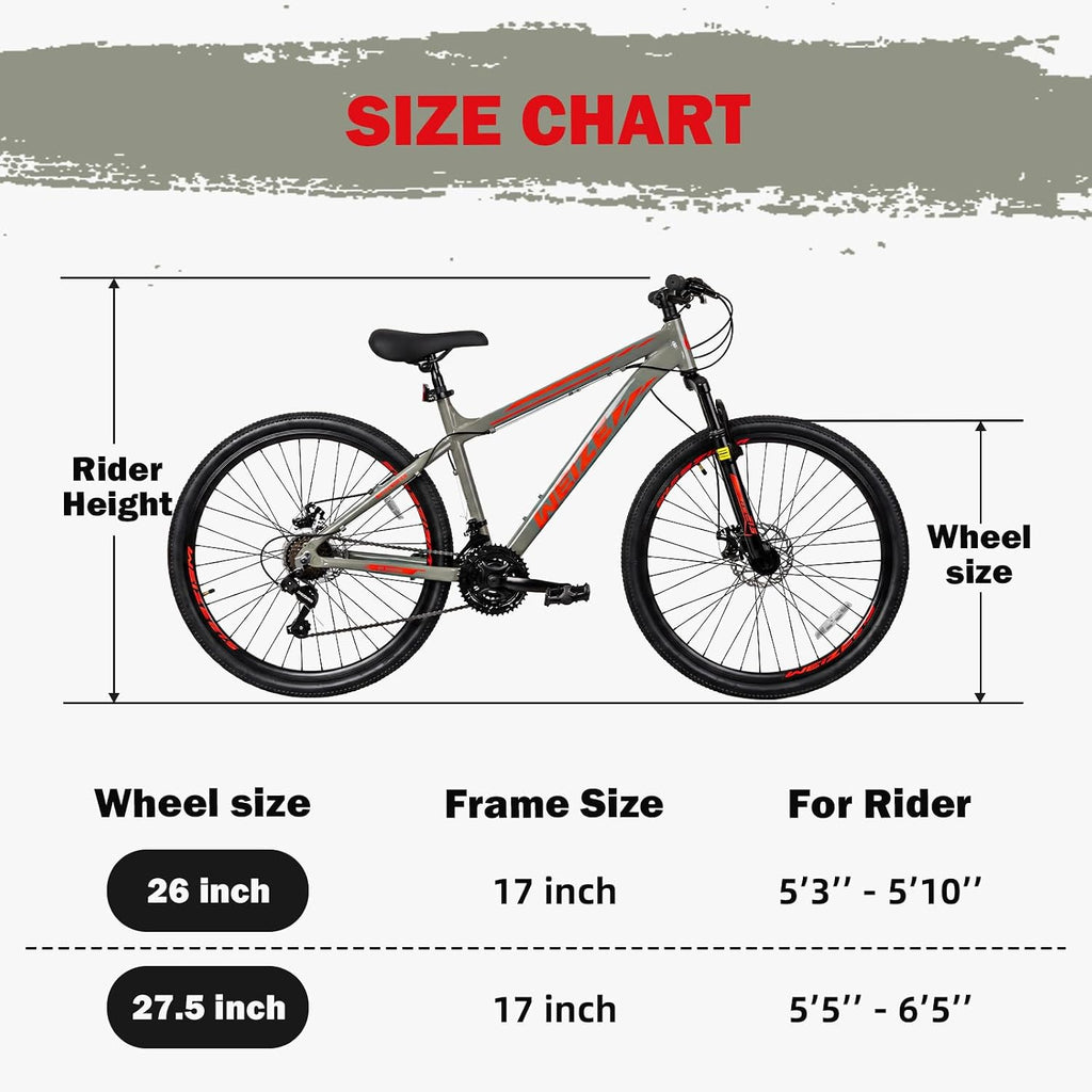 27.5" Mountain Bike for Adults Men & Women, 21-Speed MTB Bicycle with Aluminum Frame, Full Suspension, Dual Disc