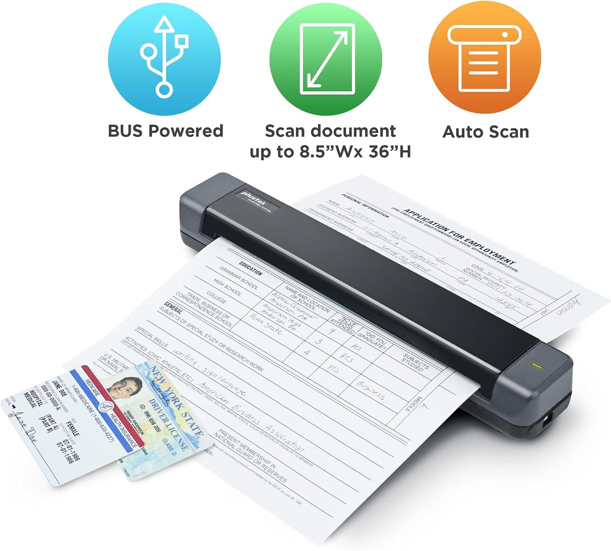 Mobile Scanner S410 Plus - Portable Sheet-Fed Document Scanner - for Windows 7 / 8 / 10 / 11, Featuring Button-Free