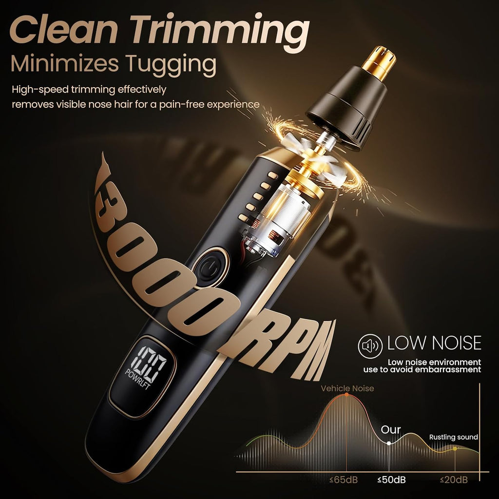 Nose & Ear Hair Trimmer with LED Display for Men and Women, 2026 USB Rechargeable Facial Trimmer Clipper for Easy