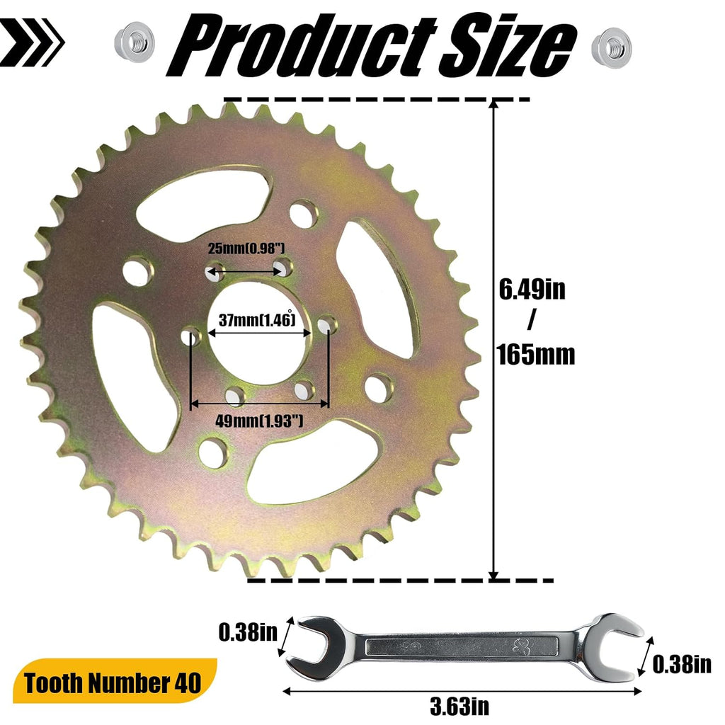 40T Steel Rear Sprocket #40/41/420, 6-Hole