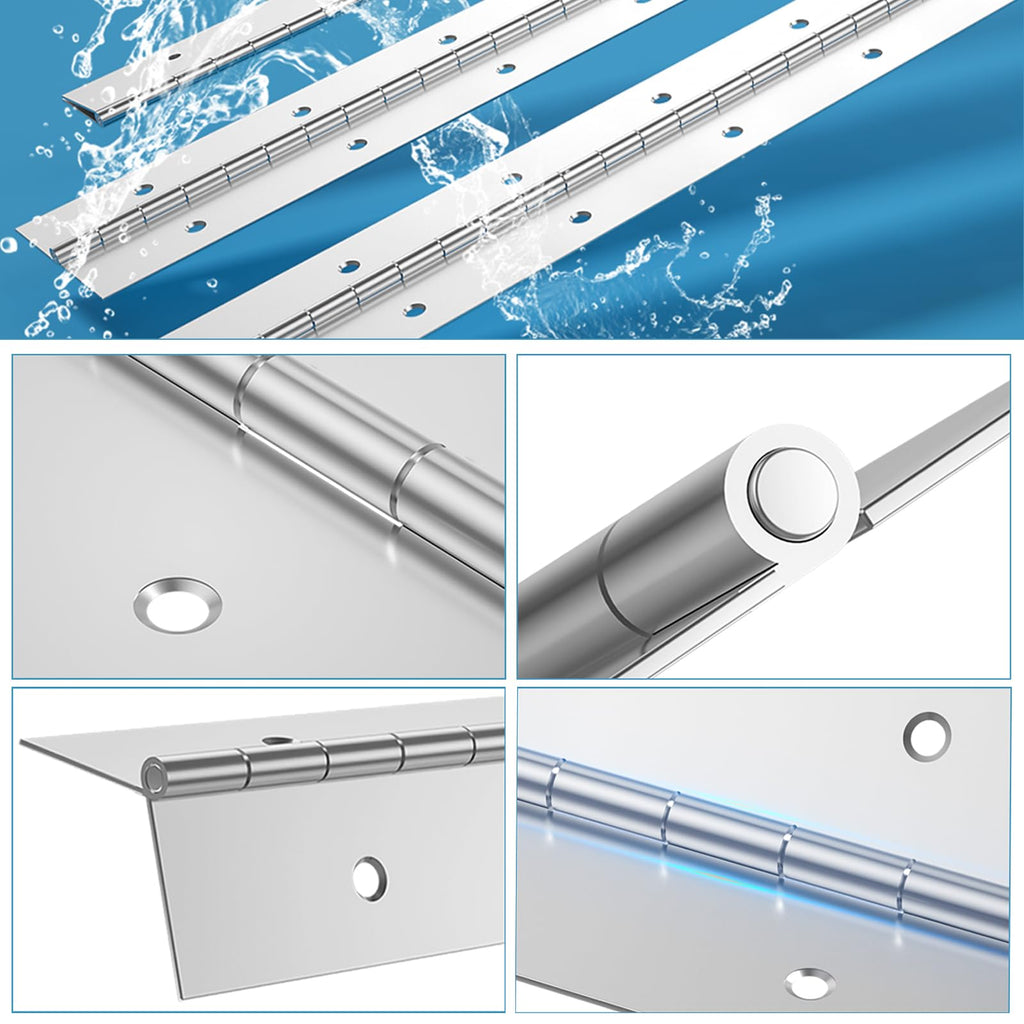 12" Piano Hinge, 4PCS Stainless Steel Continuous Piano Hinge-Silver