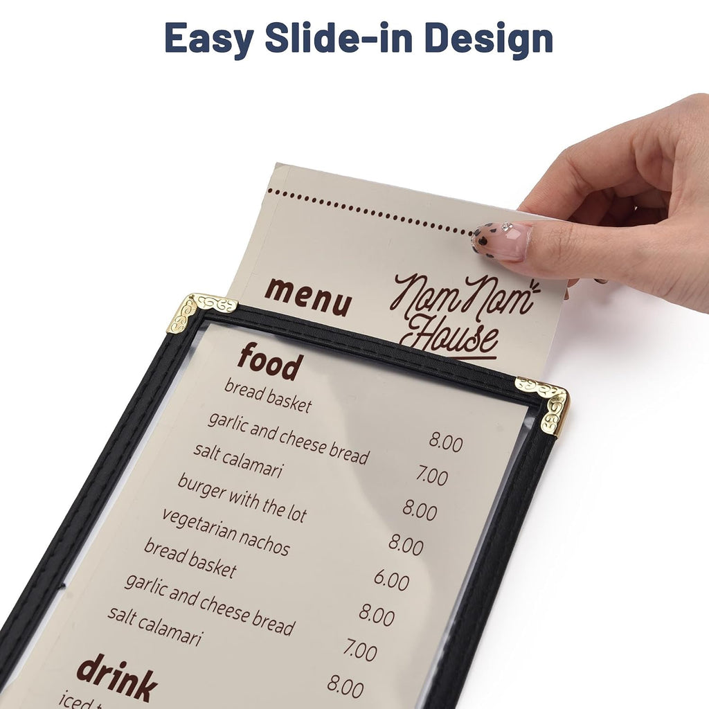 WeChef 30 Pcs 4.25 x 11" Restaurant Menu Covers Single Page 2 View Menu