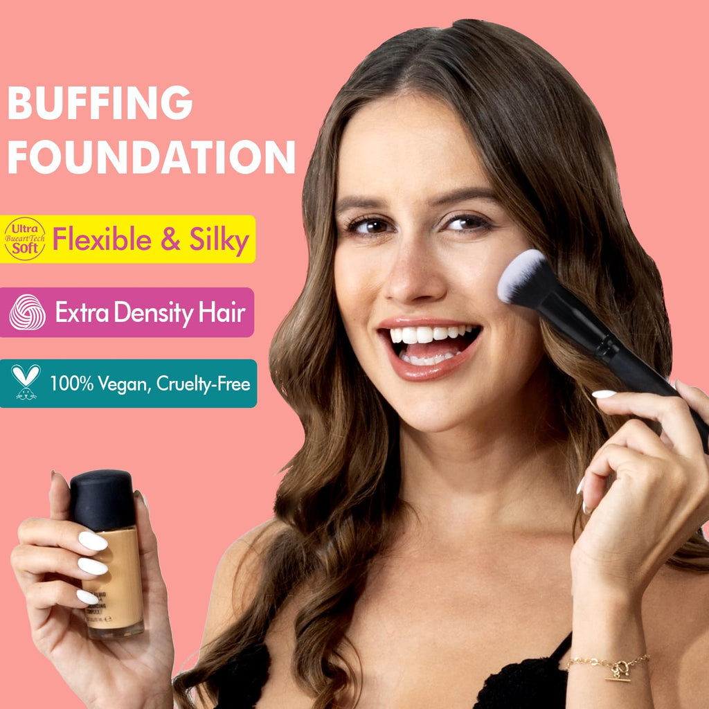 Ultra Plush Blush Makeup Brush with Domed shape for Liquid Blush&Cream&Powder,Buffing Foundation Brush with Tapered
