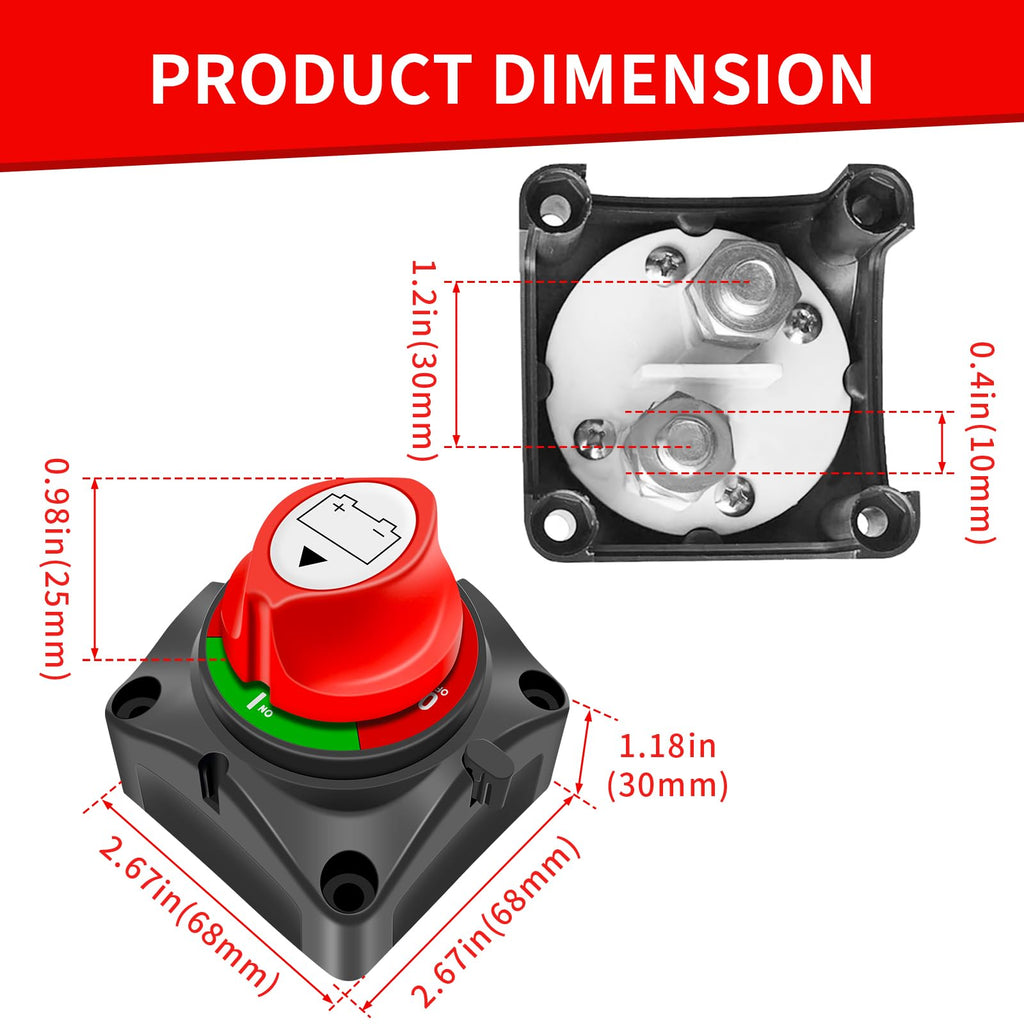 GOGONFLY Battery Disconnect Switch 12V-48V Power Cut Off Switch